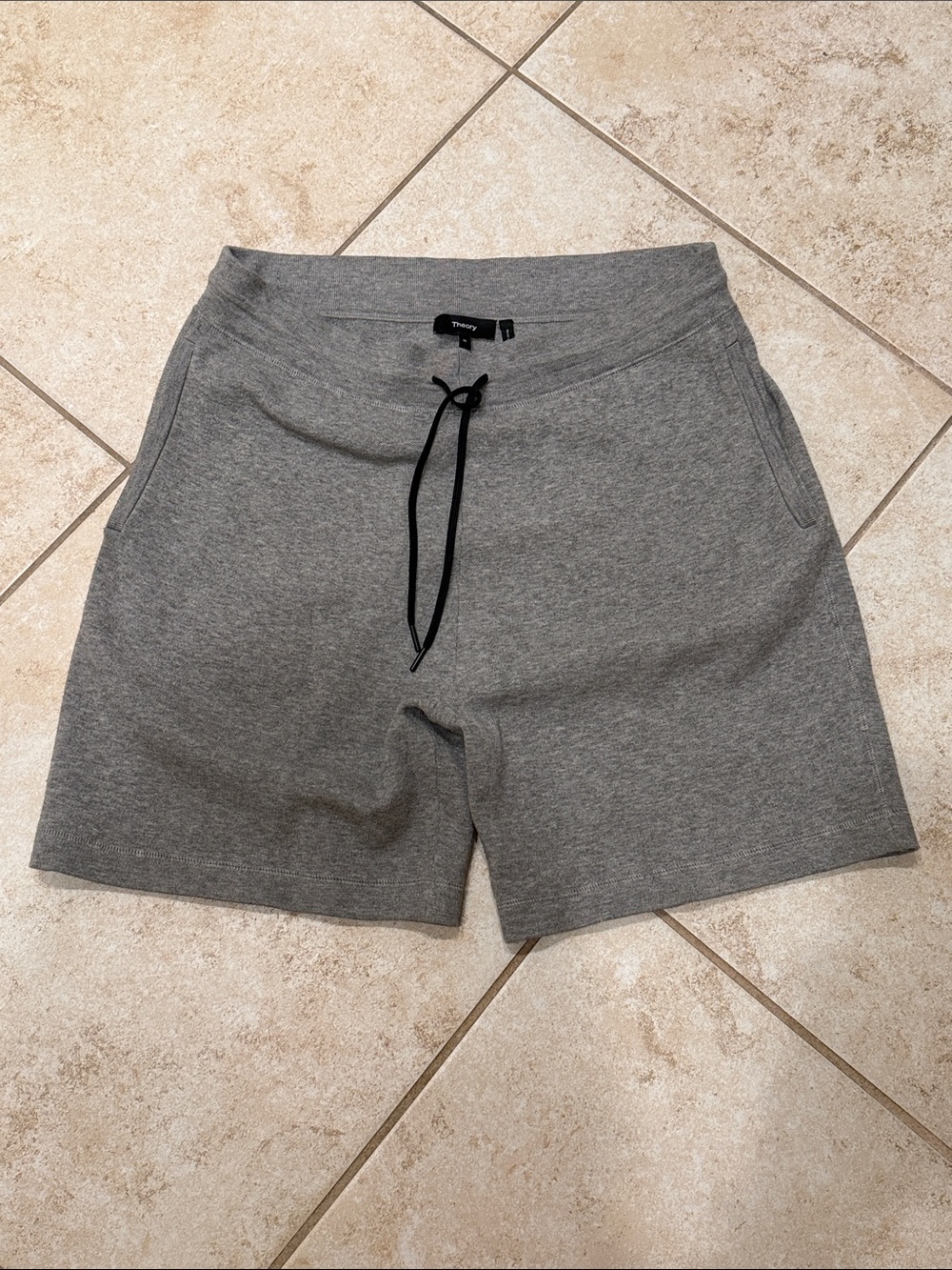 Theory Men's Heather Gray Athletic Drawstring Shorts